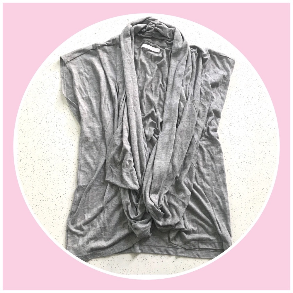 7 For All Mankind grey modal waterfall cardigan topper shirt top tunic - Picture 1 of 7